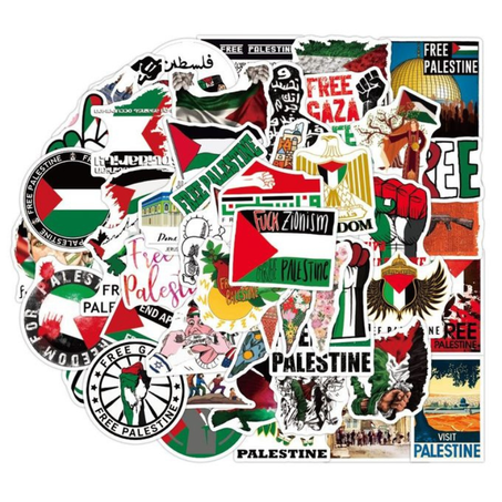 Pack 50 stickers de palestine , étiquette de dessin animé, pour valises, étui d