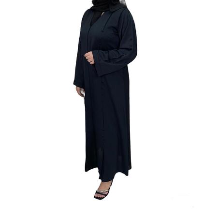 عباية سوداء ناعمة بكسرات من الأمام