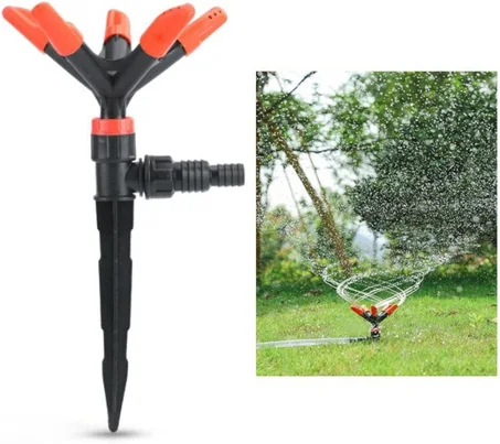 رذاذ مياه الحديقة Episkey Lampostick، مرش مياه دوار 360°، مرش حديقة بثلاث منافذ مع زاوية رش قابلة للتعديل، يغطي مساحة 3000 قدم مربع، نظام ري الحدائق