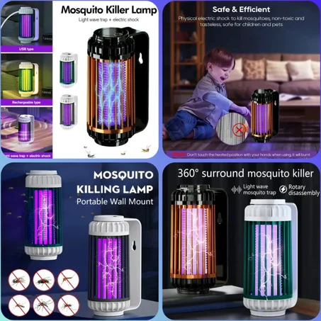 مصباح صاعق حشرات يثبت على الحائط بمنفذ USB مع ضوء ليلي ابيض دافئ، مصباح كهربائي يجذب الحشرات ذباب الفاكهة للمنزل وغرفة النوم والتخييم في الهواء الطلق