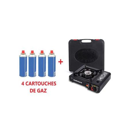 Réchaud de camping portatif + 4 CARTOUCHE GRATUIT