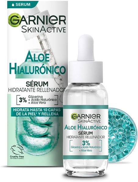 Garnier SkinActive - Sérum Gel Repulpant Hyaluronic Aloe - Soin Enrichi en Acide Hyaluronique et Aloe Vera - Pour Tous Types de Peaux - 30 ml