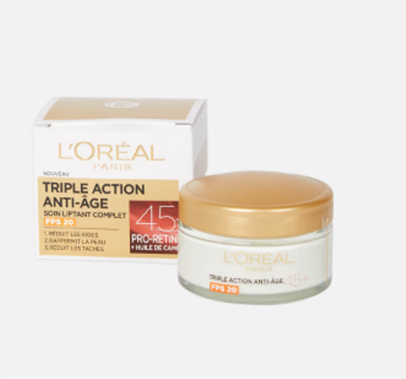 Crème de jour L'Oréal Triple Action Anti Age 45+ 50 ml