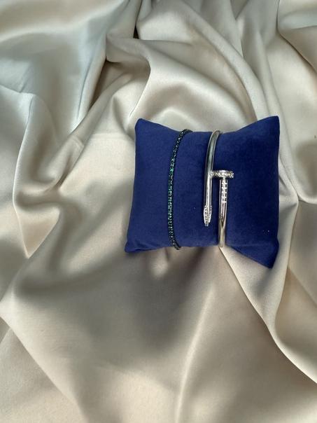 Élégance argentée – Pack Bracelet Clou perlé & Rivière Strass 💚