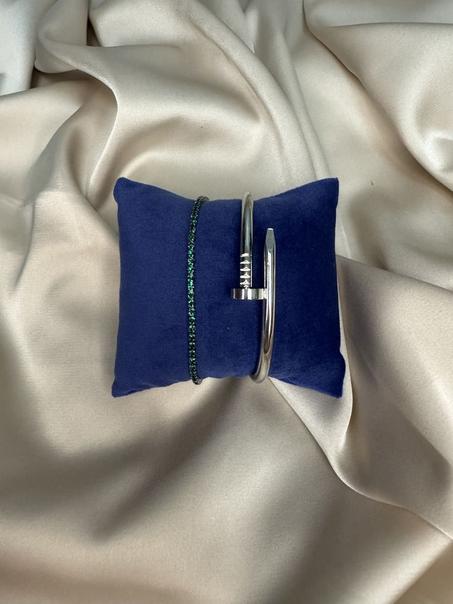 Élégance argentée – Pack Bracelet Clou & Rivière Strass 💚