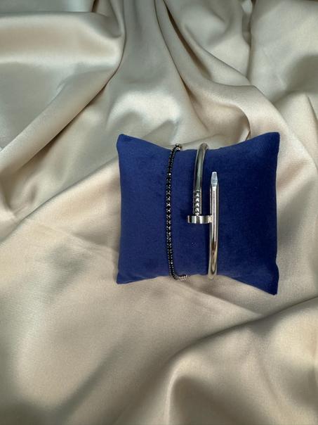 Élégance argentée – Pack Bracelet Clou perlé & Rivière Strass 🖤