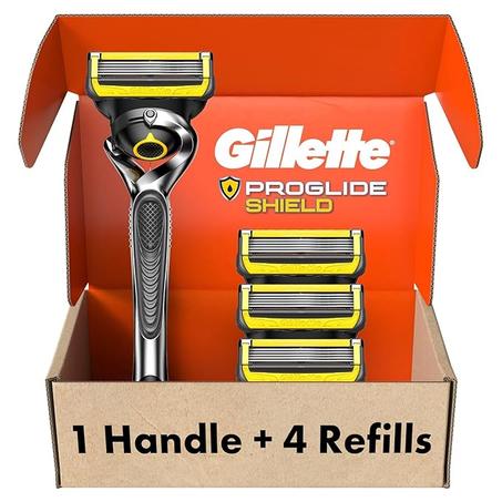 Gillette ProGlide Shield - Maquinilla de afeitar para hombre, 5 cuchillas, con recortador de precisión, lubricación Comfortglide, deslizamiento y comodidad, mango + 4 repuestos de cuchillas