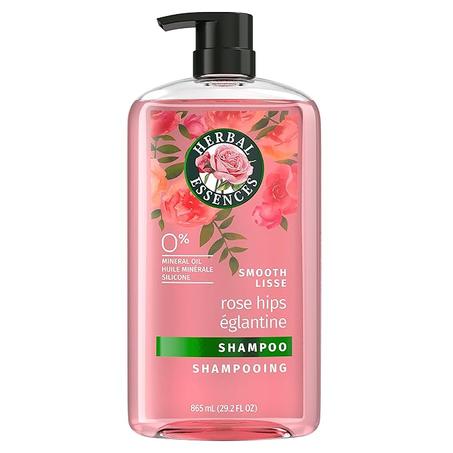 Herbal Essences Champú Rose Hips - Cabello suave y brillante con vitamina E y jojoba, seguro para cabello teñido y aroma floral, libre de crueldad, probado por dermatólogos, 29.2 onzas líquid