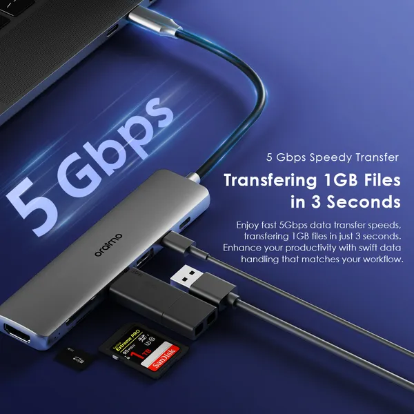 oraimo PowerTrans Adaptateur multifonction USB-C 7-en-1