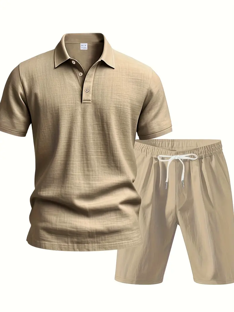 Ensemble T-Shirt Manches Courtes en Lin Respirant et Shorts pour Homme