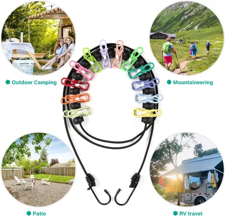 حبل الغسيل قابل لتمديد مع 12مقبض الملابس👕👖   الراحة المثالية لحياتك العائلية