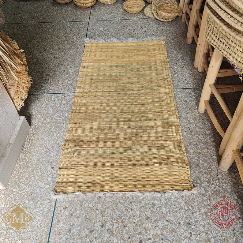 Eco-Friendly Moroccan Hassira Straw Rug