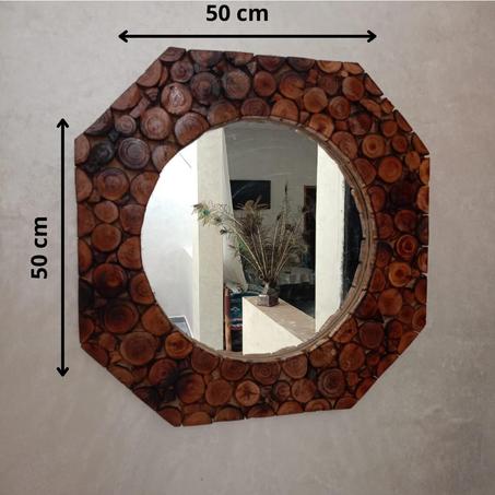 miroir en bois fait main, décor a la maison, artisanat marocain