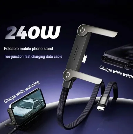 Câble 2-en-1 Ultra Rapide 240W : Chargeur & Support Smartphone Intégré ⚡