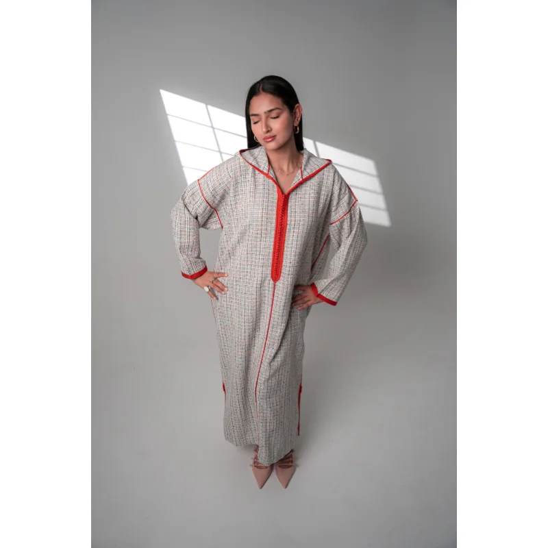 Jellaba longue en Tweed orange