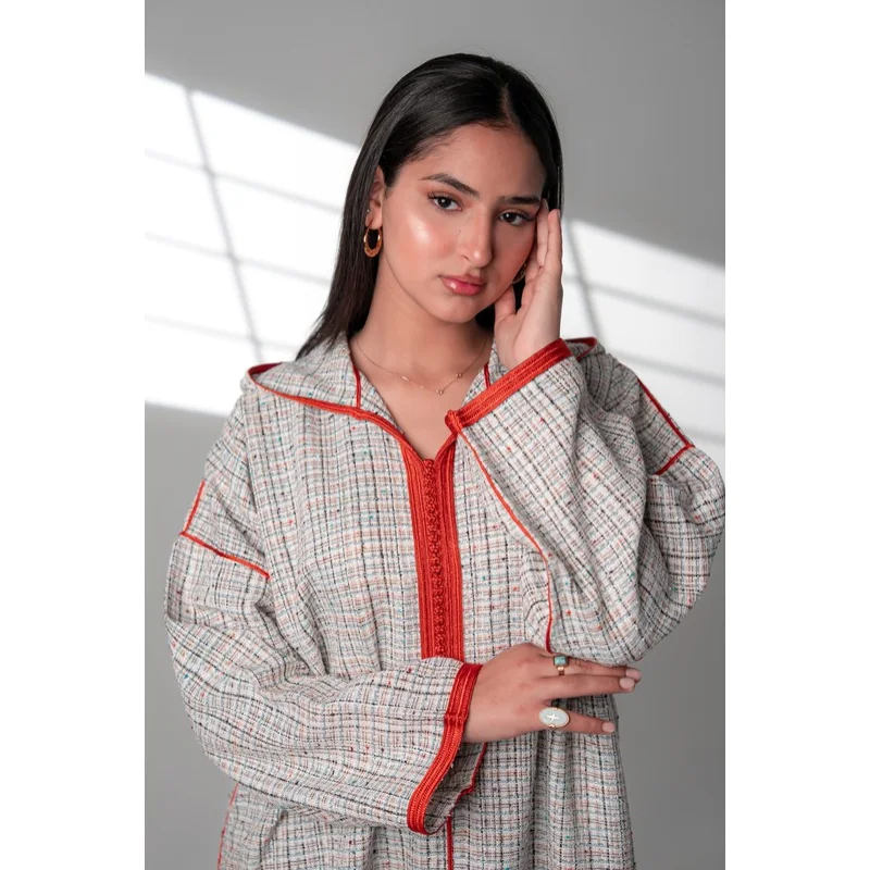 Jellaba longue en Tweed orange