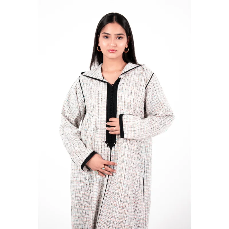 Jellaba longue en Tweed Noir