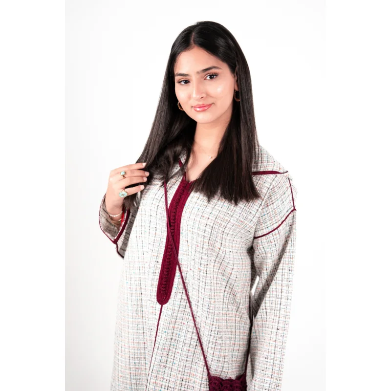 Jellaba Courte en Tweed Burgundy