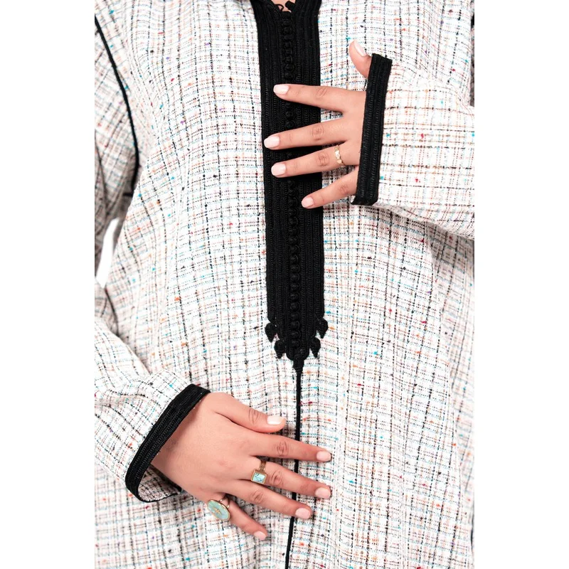 Jellaba longue en Tweed Noir