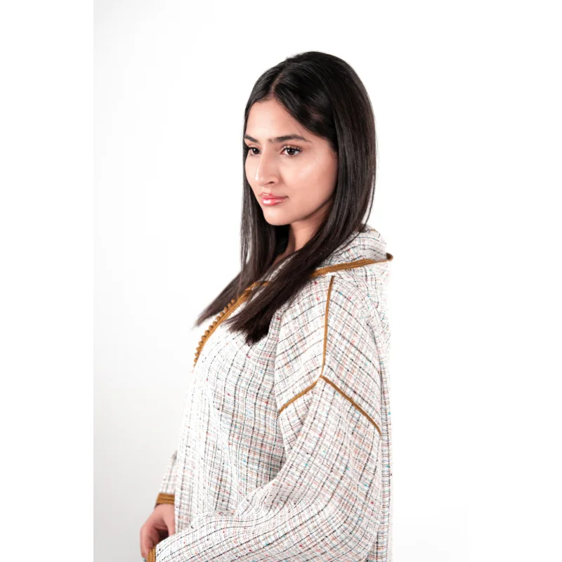 Jellaba Courte en Tweed vert olive