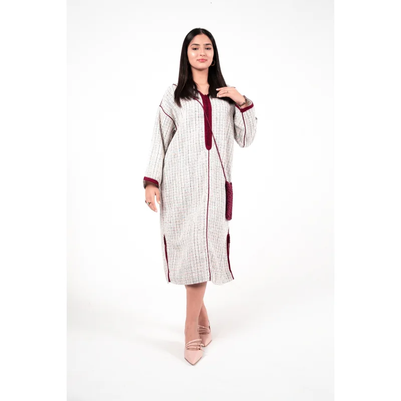 Jellaba Courte en Tweed Burgundy