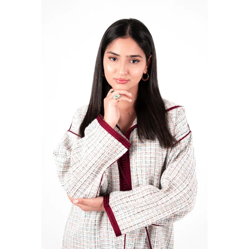 Jellaba Courte en Tweed Burgundy