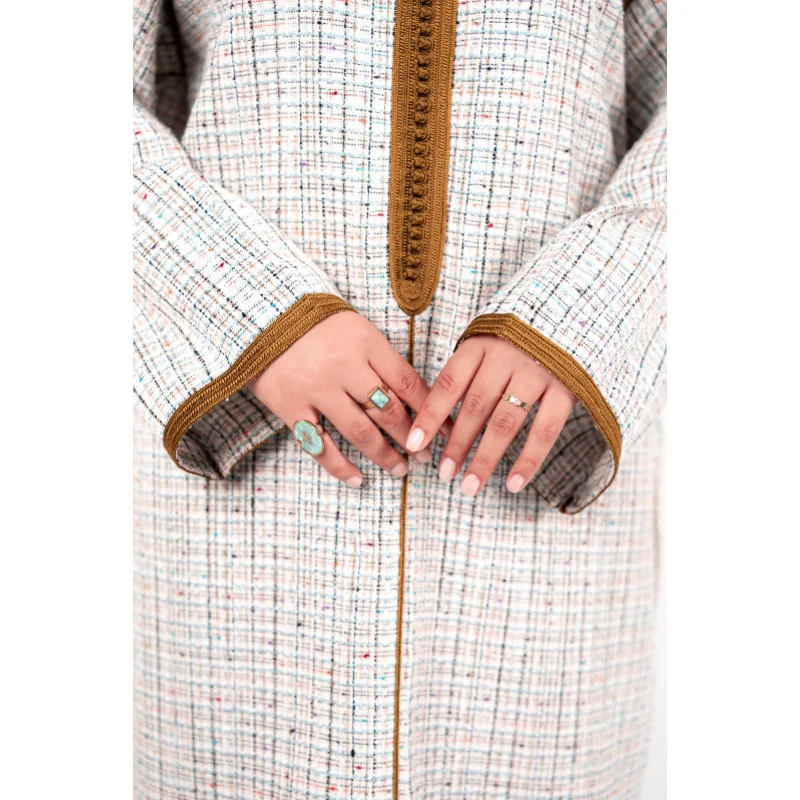 Jellaba Courte en Tweed vert olive