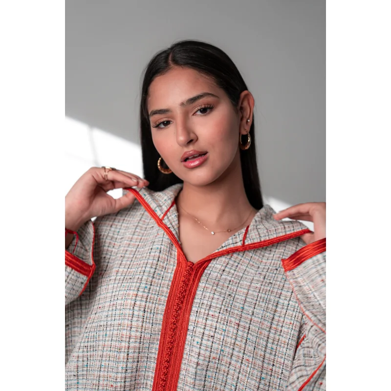 Jellaba longue en Tweed orange