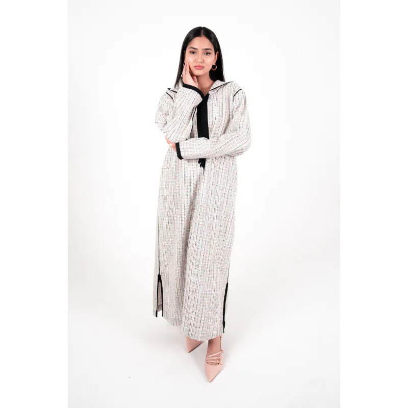 Jellaba longue en Tweed Noir