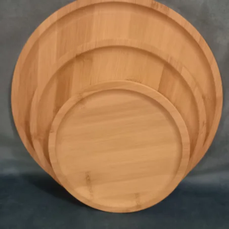 Plateau De Nourriture 3 pièce Rond Bambou