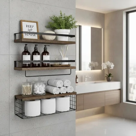 منظم الحمام الخشبي ثلاث رفوف – قوة وأناقة في مكان واحد