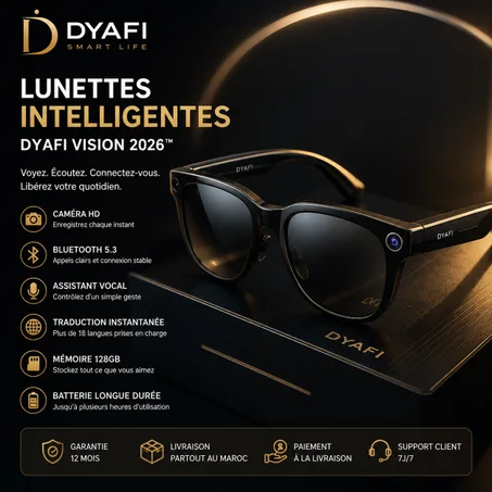 DYAFI Smart Vision 2026  |  نظارات لينوفو الذكية الجديدة مع بلوتوث وكاميرا تعمل باللمس ومساعد صوتي ومترجم وتسجيل وتحكم عن بعد
