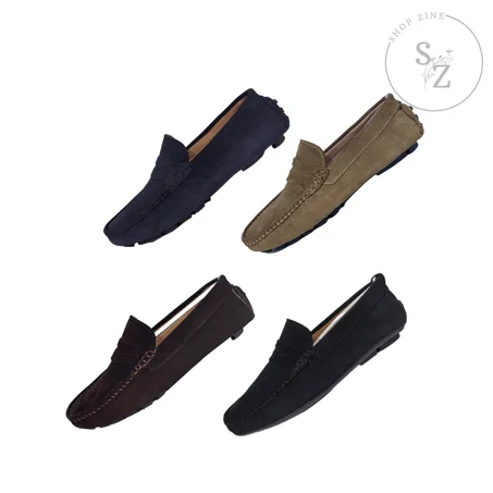 حذاء جلدي موكاسان  كلاسيكي للرجال دان -  Chaussures moccasins en cuir classiques pour hommes daim