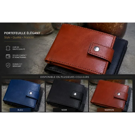 portefeuille homme cuir - محفظة رجالية جلد طبيعي