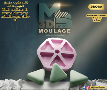 Moule en silicone de savon et shampoing naturelle Triangulaire x 6 قالب  صابون و شامبوان الطبيعي مثلث