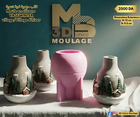 VASE WINTER village/Village d’hiver   مزهرية قرية شتوية