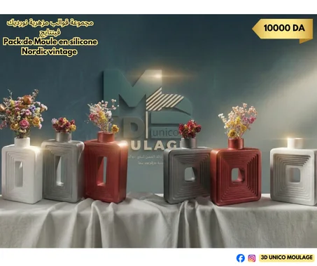 Pack de Moule en silicone Vase Nordic vintage  مجموعة قوالب مزهرية نورديك فينتايج