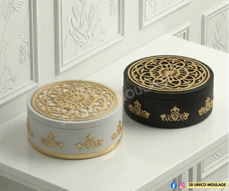 Boite élégante décoré avec couvercle قالب علبة فخمة مزخرفة بغطاء