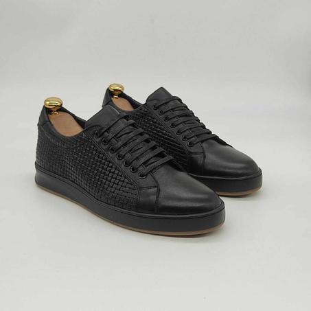 Espadrile en cuir noir-marron