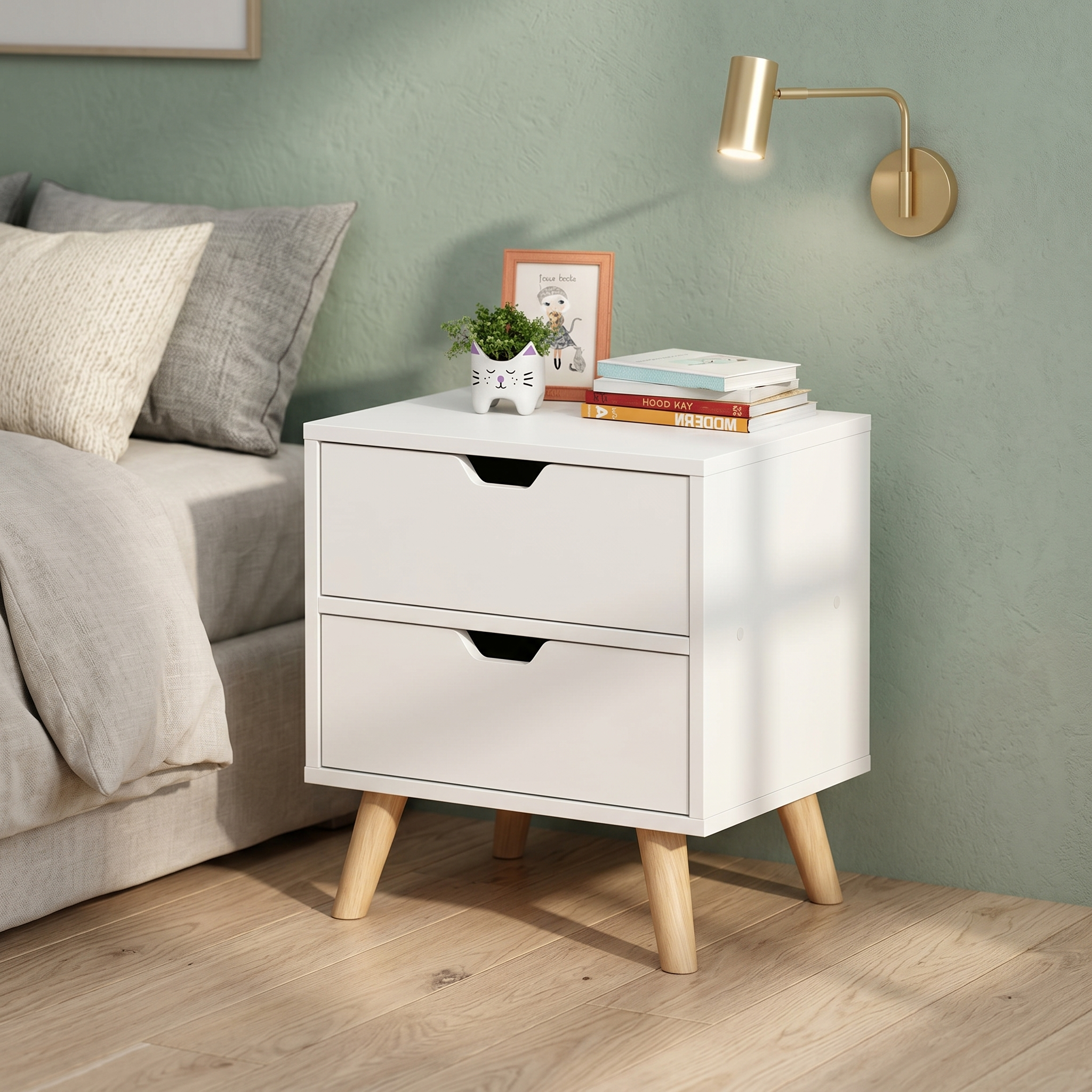 Table de chevet avec 2 tiroirs – Dimensions 45×40×46 cm