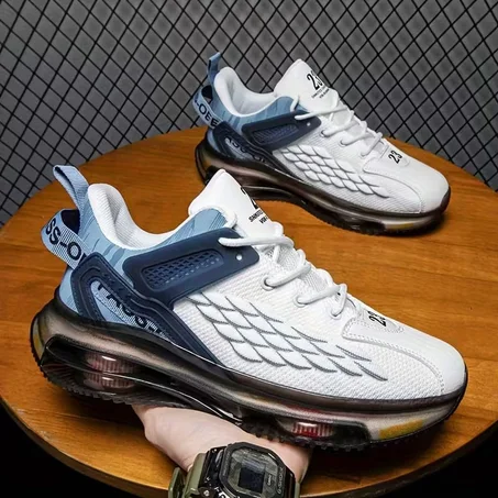 أحذية رياضية خفيفة الوزن للرجال - أحذية رياضية مبطنة برباط، جزء علوي من قماش يسمح بالتهوية