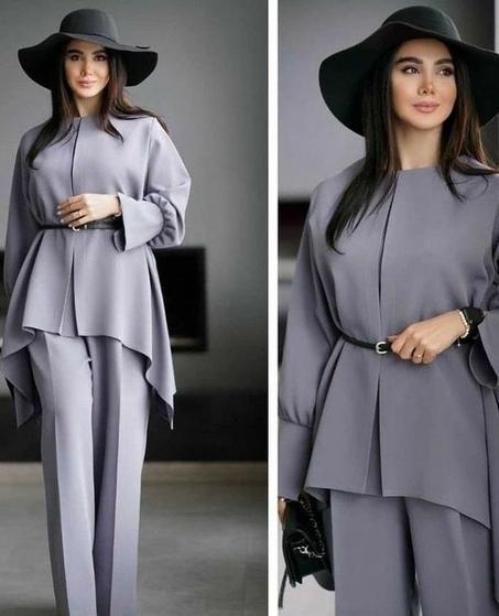 💫  إطلالة ساحرة بطقم تركي أنيق متكون من قطعتين + حزام هدية