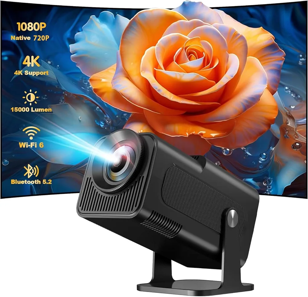 Projecteur HY320 Smart Android Full HD 4K avec WiFi et Bluetooth – Écran jusqu’à 150 pouces