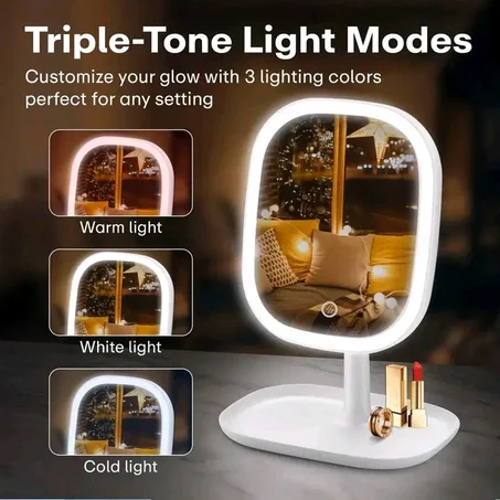 مرآة LED للمكياج – إضاءة احترافية 💡Miroir LED maquillage – Éclairage professionnel