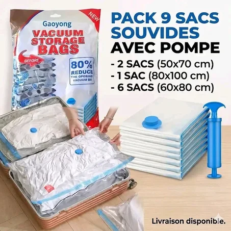 Pack 9 Sacs Sous-Vide + Pompe