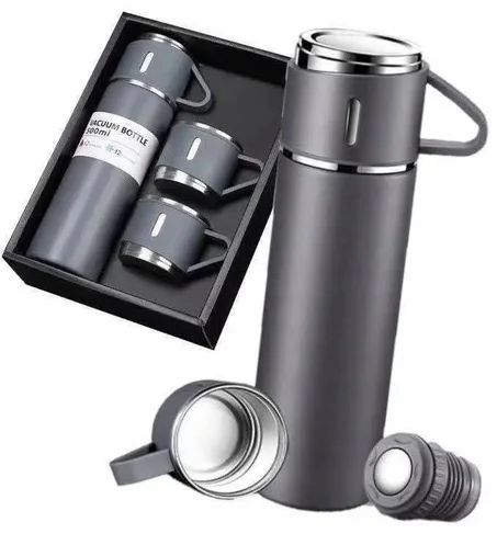 🔥 Thermos Advantage 500ml avec 3 Gobelets – قارورة حرارية ستانلس ستيل تحافظ على الحرارة 12 ساعة