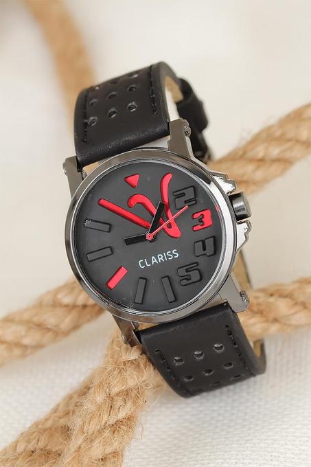 ساعة يد جلد بإطار معدني نسائية