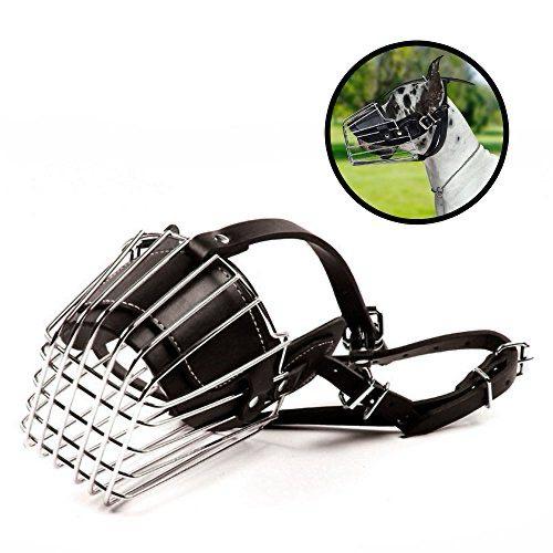 كمامة معدنية جلدية للكلاب – تصميم آمن ومتين للتحكم والحماية