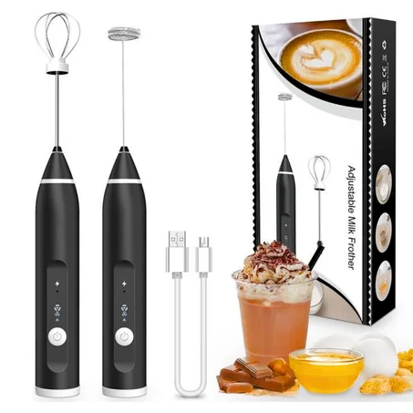 Next Mousseur à Lait, USB Rechargeable Portable mini fouet electrique 3 Vitesses avec Dual Fouet Tête Spirale