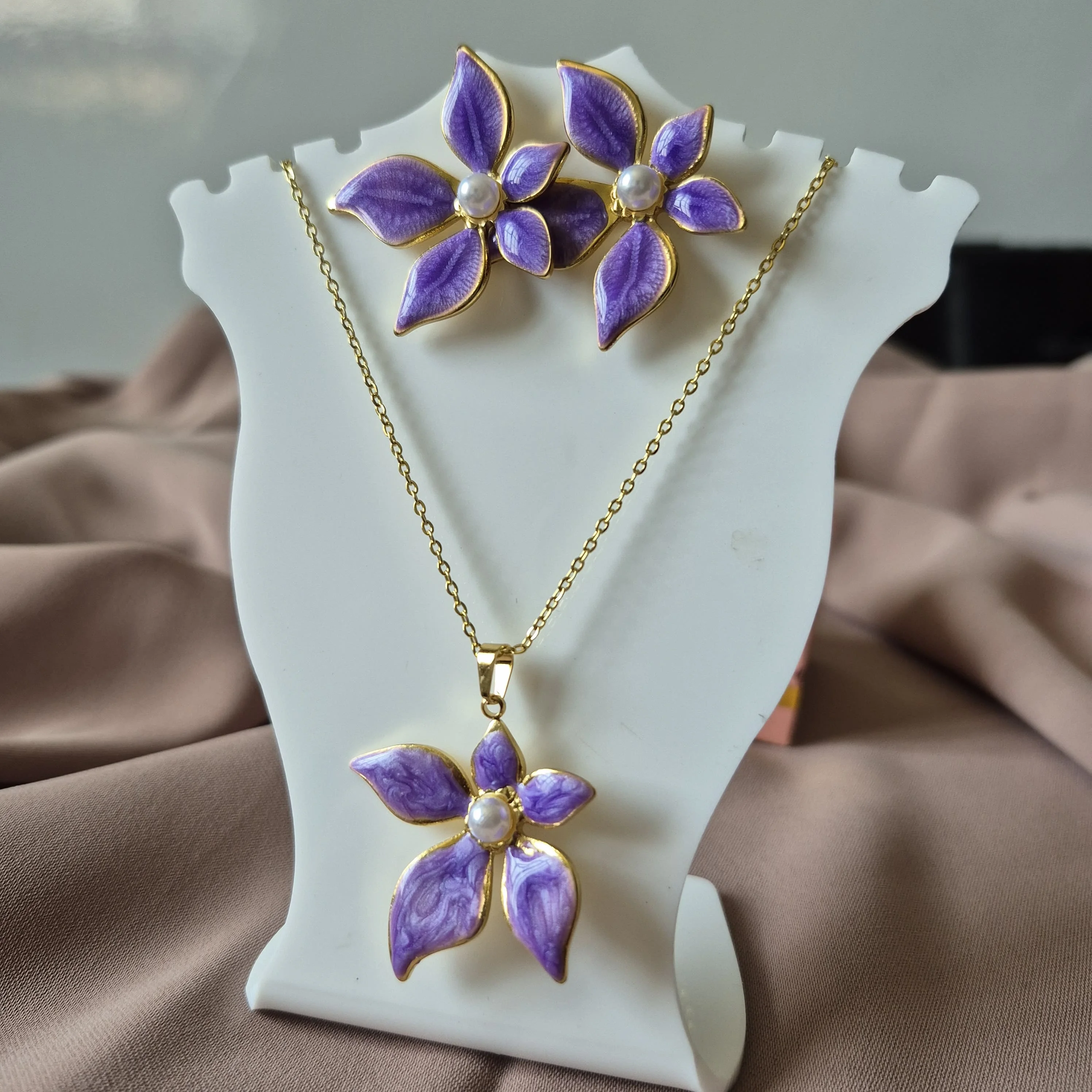 Ensemble Myflower (collier et boucles d'oreilles)
